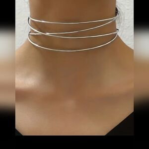 Elegant Silver Choker Necklace